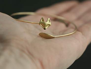 Delicate hand gilded tiny FOX bangle.