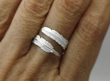 Sterling Silber weißer Feder Ring