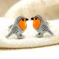 Preview: Red Robin Bird Studs - orange enamel & stainless steel