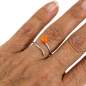Preview: Tulpenring aus 925 Silber, verstellbarer Ring mit orangefarbener Emaille-Tulpe