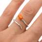 Preview: Tulpenring aus 925 Silber, verstellbarer Ring mit orangefarbener Emaille-Tulpe