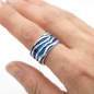 Preview: MEERES Ring. Sterling Silber Wellen Ring mit türkis blauer Emaille.