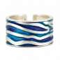 Preview: MEERES Ring. Sterling Silber Wellen Ring mit türkis blauer Emaille.
