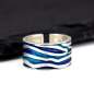 Preview: MEERES Ring. Sterling Silber Wellen Ring mit türkis blauer Emaille.