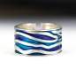 Preview: MEERES Ring. Sterling Silber Wellen Ring mit türkis blauer Emaille.