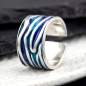 Preview: MEERES Ring. Sterling Silber Wellen Ring mit türkis blauer Emaille.