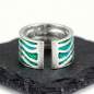 Preview: MEERES Ring. Sterling Silber Wellen Ring mit grün blauer Emaille