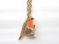 Preview: Dainty Robin Bird necklace. Gold plated sterling and orange enamel