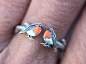 Preview: Red Robin open ring. Sterling silver and orange enamel