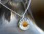 Preview: Small real daisy sterling silver necklace. Preserved flower in glass like resin