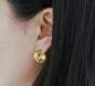 Preview: Gold feather open hoop stud earrings. Gold over sterling