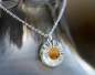 Preview: Small real daisy sterling gold plated necklace. Preserved flower in glass like resin