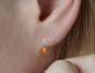 Preview: Tiny tulip dangling earrings. 18k vermeil gold over 925 sterling and orange enamel
