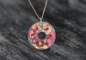 Mobile Preview: Small cherry blossom wreath. Resin and real flowers. Donut shape. 18k gold over sterling necklace