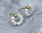 Mobile Preview: Dainty freshwater pearl circle stud earrings. 18k vermeil gold plated sterling
