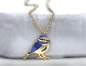 Preview: Dainty Blue Tit necklace. Gold plated sterling & blue enamel