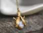 Preview: Lightning Bug necklace with vintage glass opal. Vermeil gold plated sterling