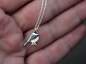 Preview: Dainty Chickadee bird necklace. Sterling Silver & beige and white enamel