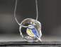 Mobile Preview: Blue Tit necklace. Sterling silver and enamel