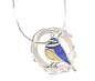 Mobile Preview: Blue Tit necklace. Sterling silver and enamel