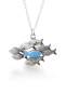 Mobile Preview: Silver necklace AGAINST THE CURRENT with blue fish