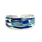 Mobile Preview: Ocean Ring. Sterling Silver ring with embedded waves and blue turquoise enamel. Adjustable.