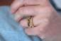 Preview: Grosser Ring mit sich BEWEGENDEN Achat Perlen vergoldet