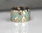 Preview: FLUSSBETT Ring. Vergoldeter Sterling Silber Ring mit blauer Emaille