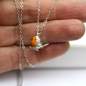 Preview: 3D Rotkehlchen Kette: 925 Sterling Silber & orangene Emaille