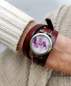 Preview: Abstract wrap watch. Very dark red genuine leather wrist watch.