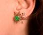 Preview: Green Jade Ear Jackets. Gold over sterling earrings. Genuine vintage flower stones.