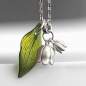 Preview: 925 Maiglöckchen Kette mit echtem Maiglöckchenblatt in Harz