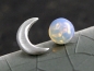 Preview: STERLING Crescent Moon & vintage opal stone studs