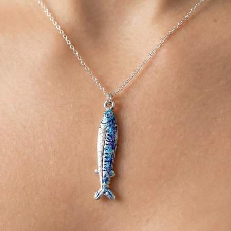 Sardinen Kette mit emailliertem Fisch Anhänger