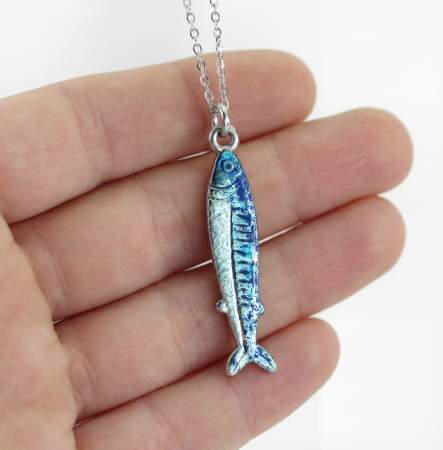 Sardinen Kette mit emailliertem Fisch Anhänger