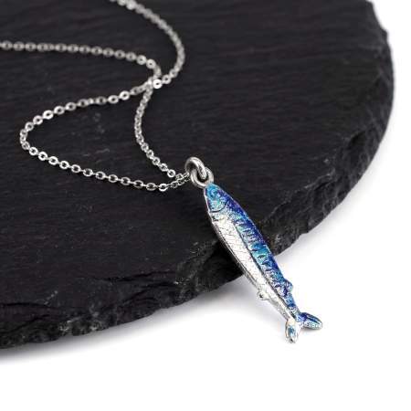 Sardinen Kette mit emailliertem Fisch Anhänger