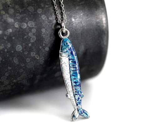 Sardinen Kette mit emailliertem Fisch Anhänger