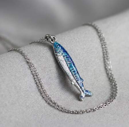 Sardinen Kette mit emailliertem Fisch Anhänger