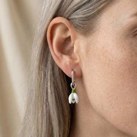 Snowdrop Earrings White Enamel