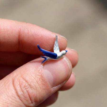 Blue Swallow Stud Earrings Sterling Silver