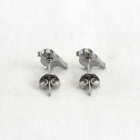 Red Robin Bird Studs - orange enamel & stainless steel