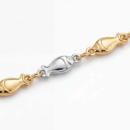 Fisch Fußkettchen Gold. Gegen den Strom Inspiriert. Edelstahl Vakuum vergoldet.