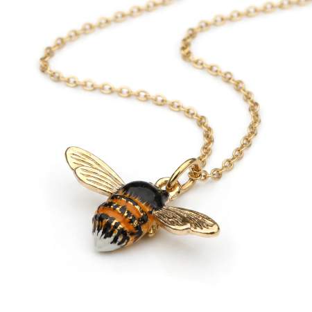 Hummel Kette Silber vergoldet, handemaillierter Hummel Anhänger