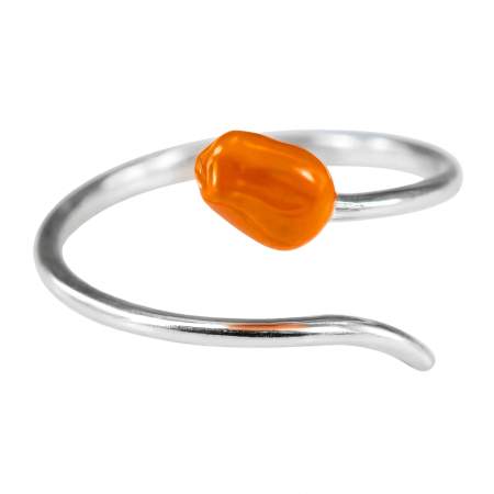 Tulpenring aus 925 Silber, verstellbarer Ring mit orangefarbener Emaille-Tulpe