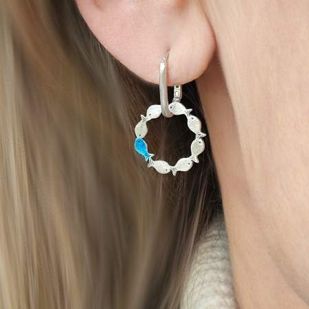 Gegen den Strom Fisch Creolen 925 Silber