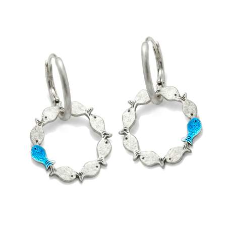 Gegen den Strom Fisch Creolen 925 Silber