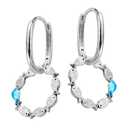 Gegen den Strom Fisch Creolen 925 Silber