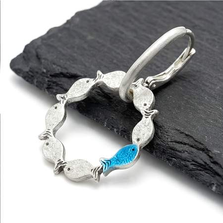 Gegen den Strom Fisch Creolen 925 Silber