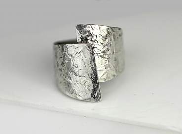 Crumpled sterling silver ring. Chunky statement ring