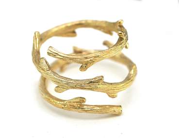 Triple Twig Ring. Sterling thick gold plated branch ring